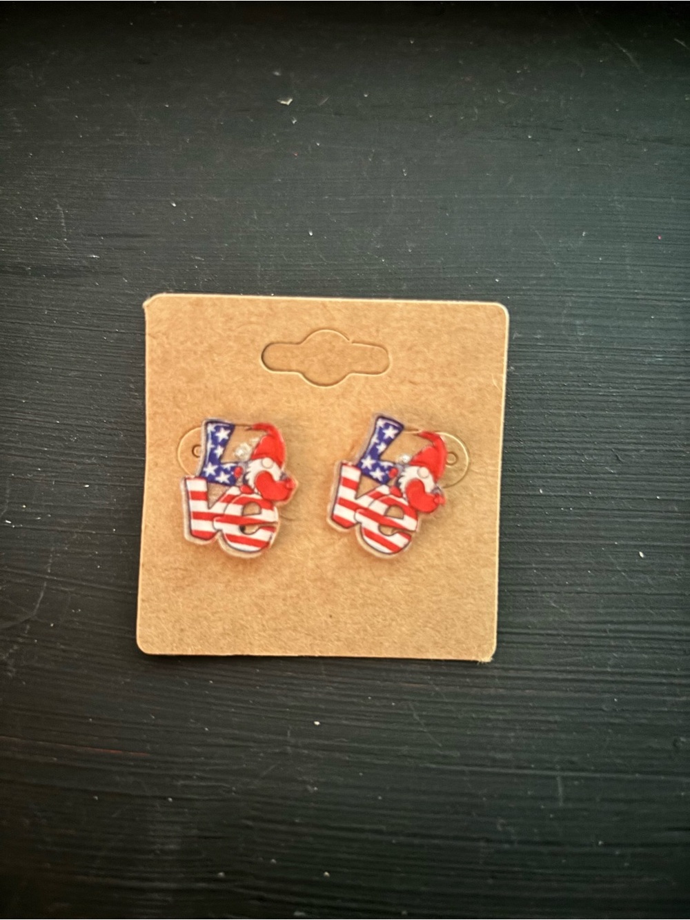 Patriotic Flag Clown Stud Earrings - Red, White & Blue